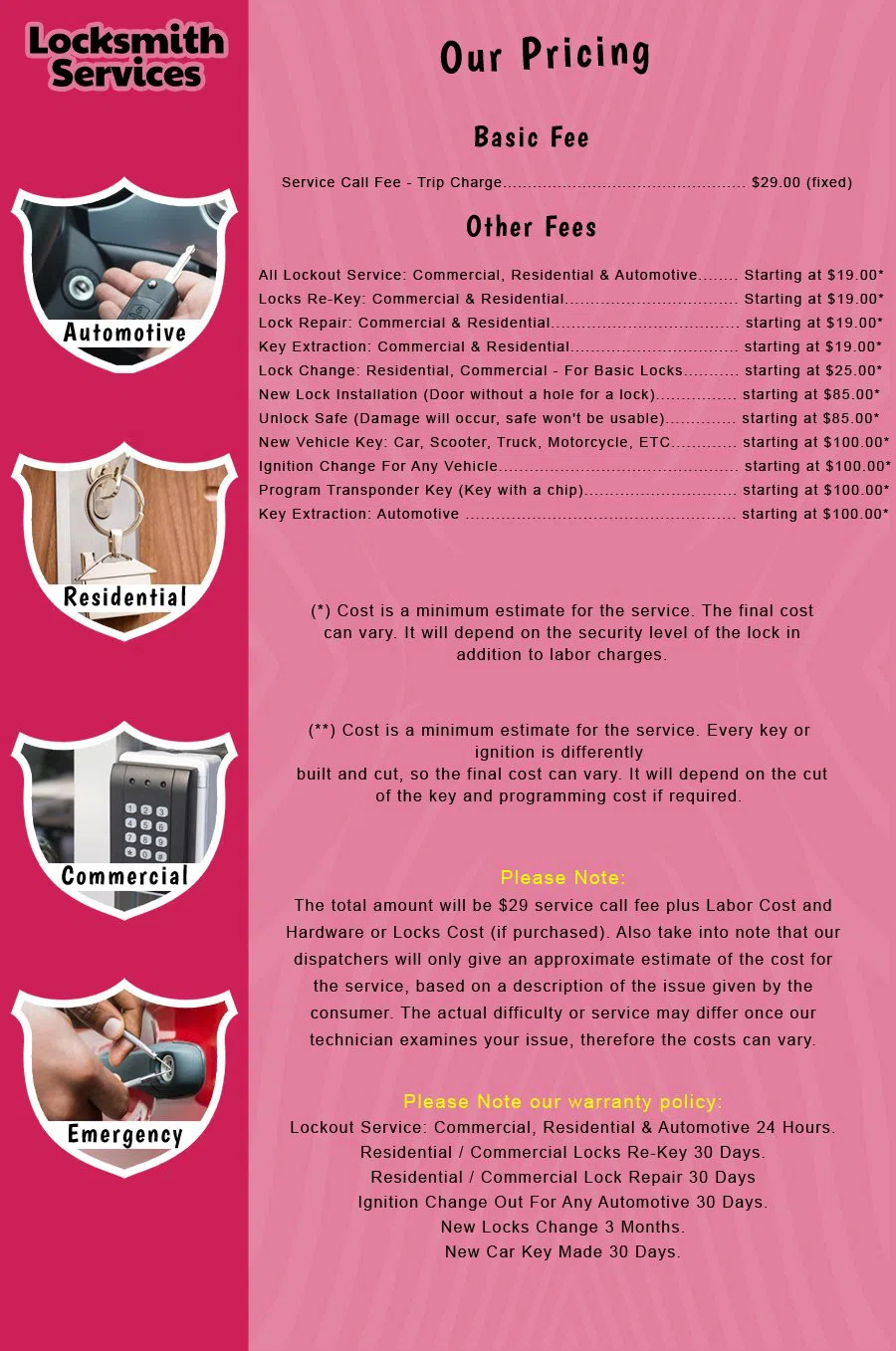 Berlin NJ Locksmith Store Berlin, NJ 856-352-1063 - price-list-c-18